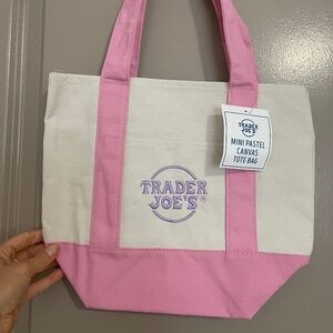 Trader Joes mini tote bag - Pastel Pink